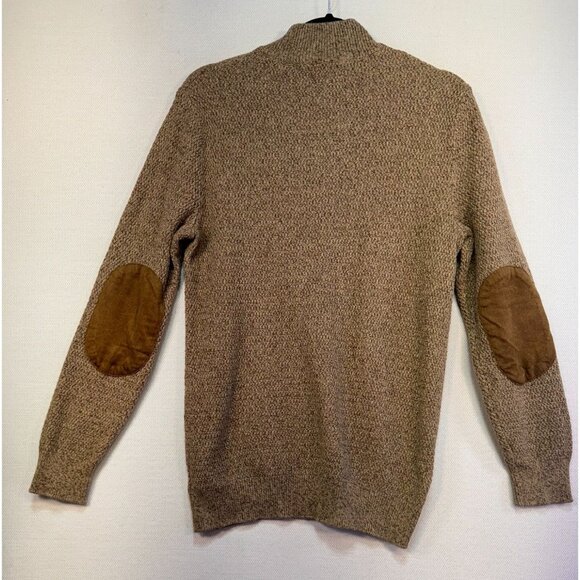 Chaps Mens Button Collar Sweater S Brown Elbow Patch 100% Cotton - Picture 9 of 13